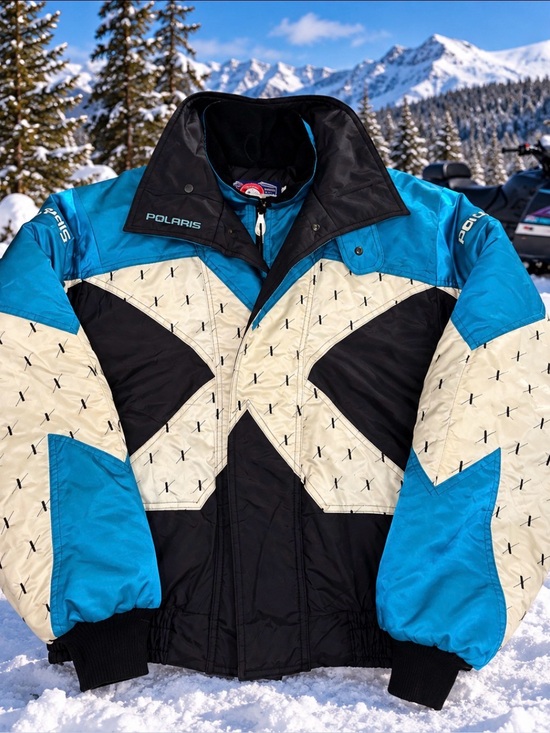 POLARIS GARMENTS Other - Vintage Polaris Men’s Large Snowmobile Jacket Teal Black White Nylon USA
